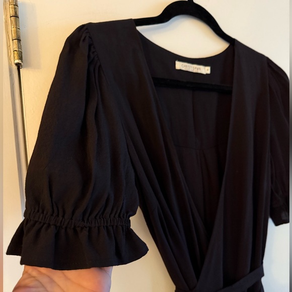 Christy Dawn Vasara Mini Wrap Dress in Raven Black - Picture 8 of 9